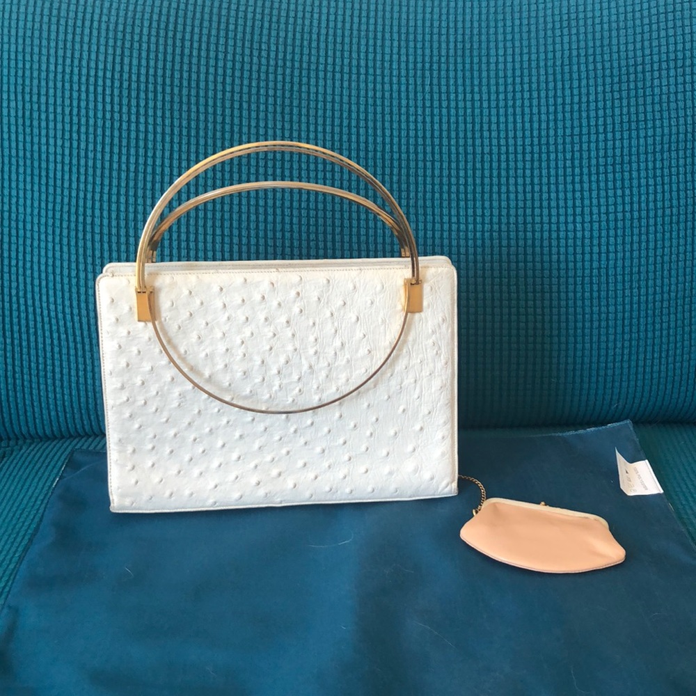 Vintage 1950-‘60’s Rendl Ostrich skin bag.  White